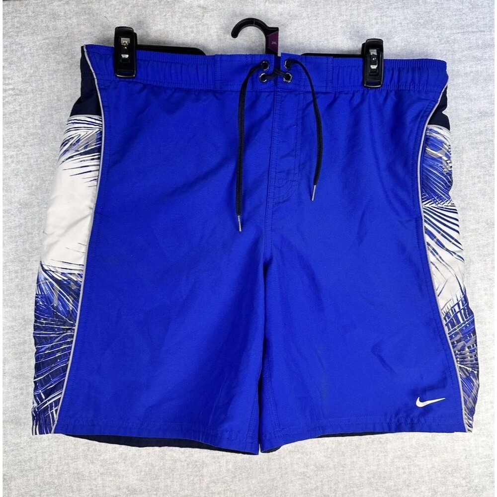 Nike Men's Blue Floral Board Shorts Swim Trunks Size Medium Lace Up Front